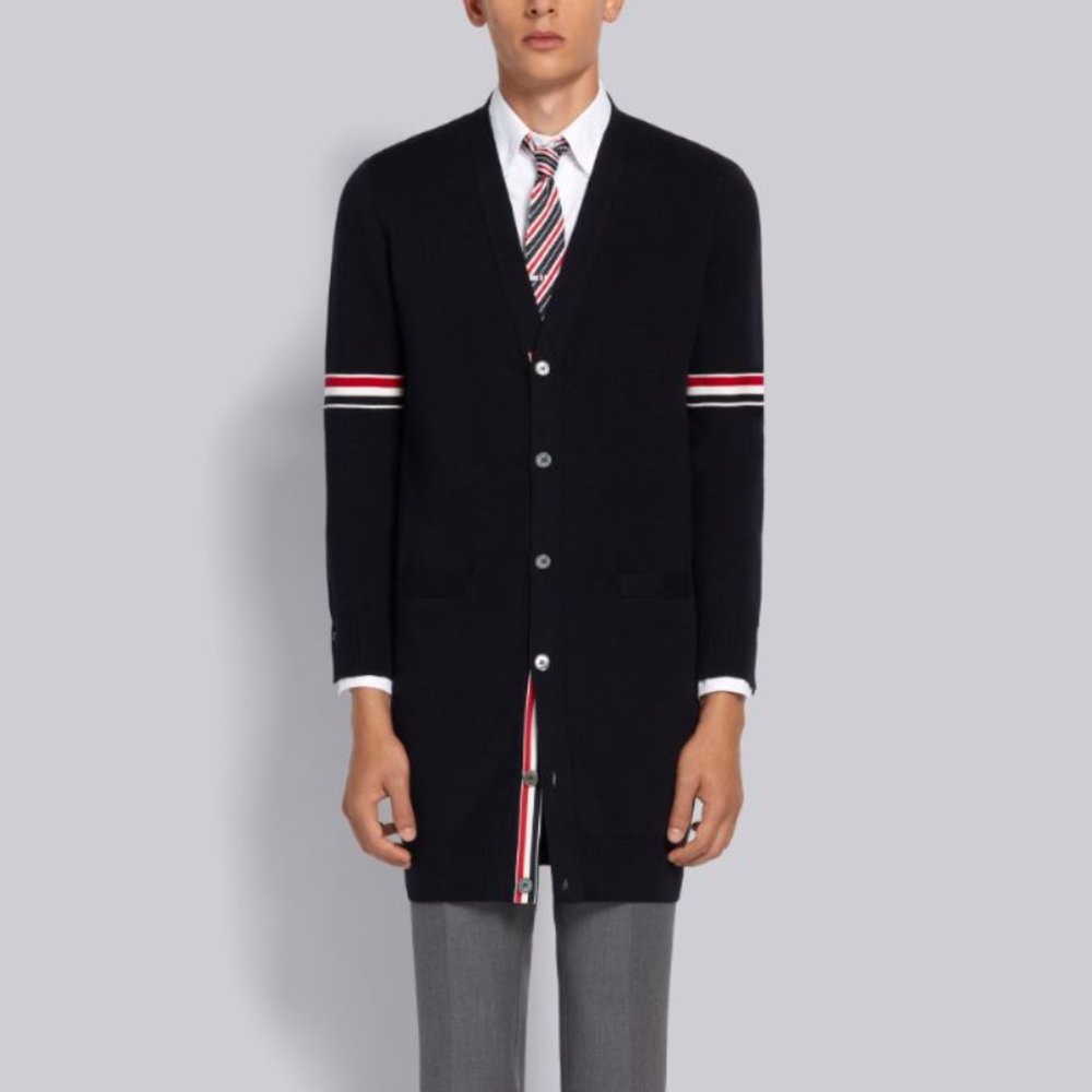 Thom Browne Navy Milano Stitch Long Cardigan